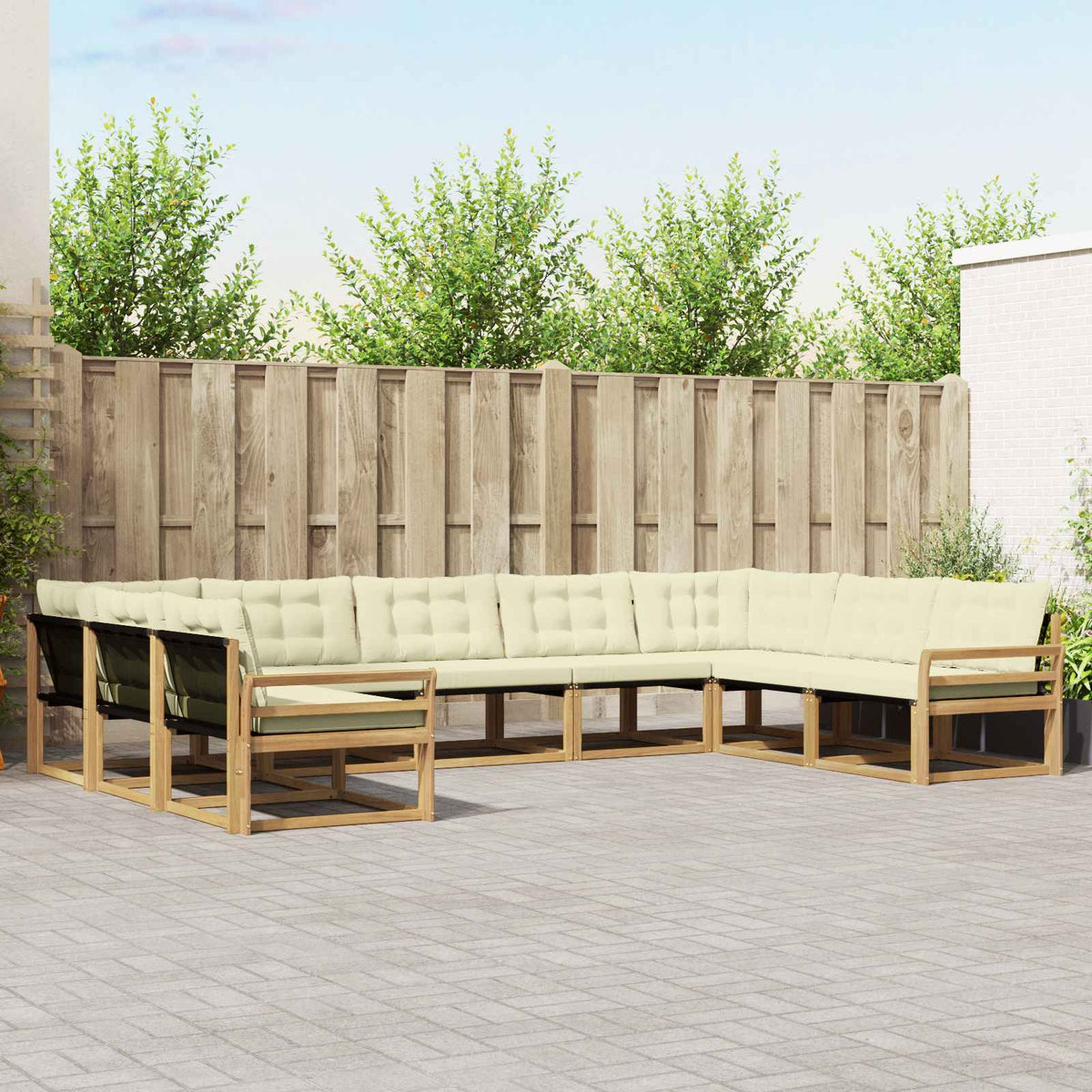 Outdoor-Sofagarnitur 9 stk. Weiß und Creme