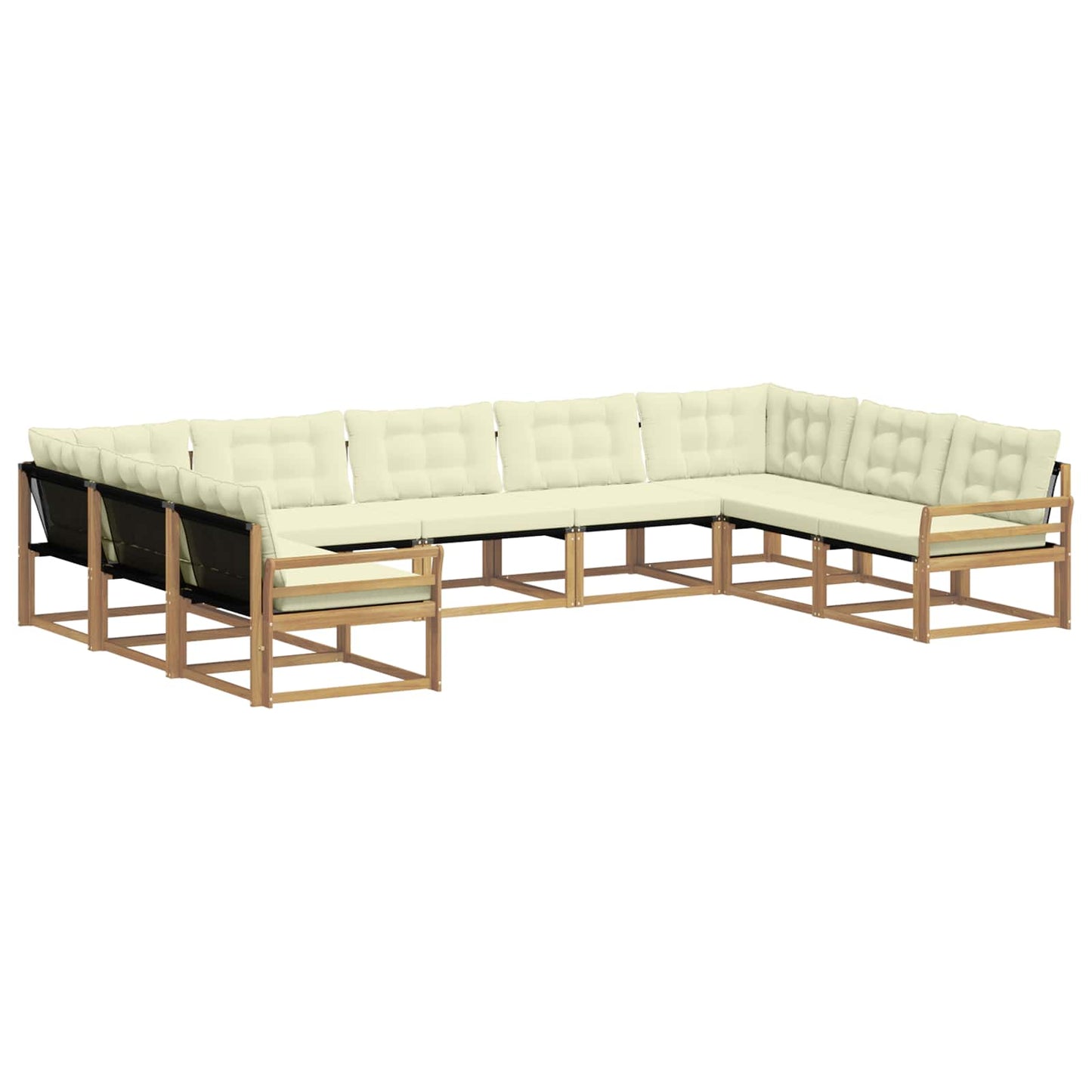 Outdoor-Sofagarnitur mit Kissen 9 pcs Weiß und Creme