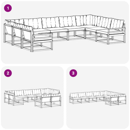 Outdoor-Sofagarnitur 9 stk. Weiß und Creme