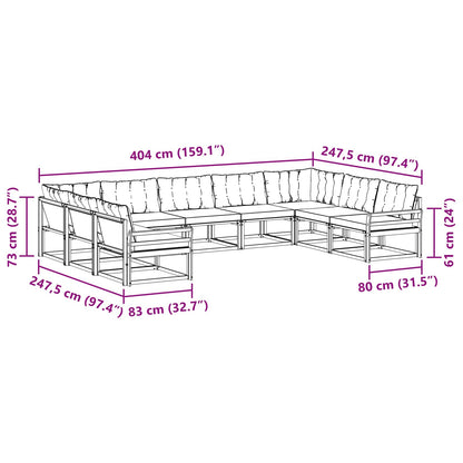 Outdoor-Sofagarnitur 9 stk. Weiß und Schwarz