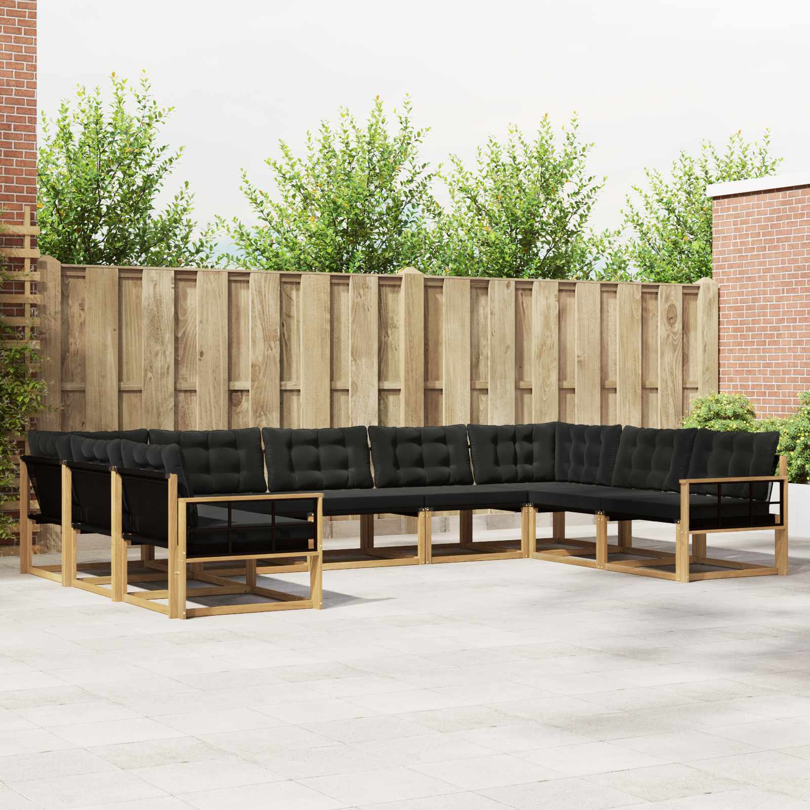 Outdoor-Sofagarnitur mit Kissen 9 pcs Weiß und Schwarz
