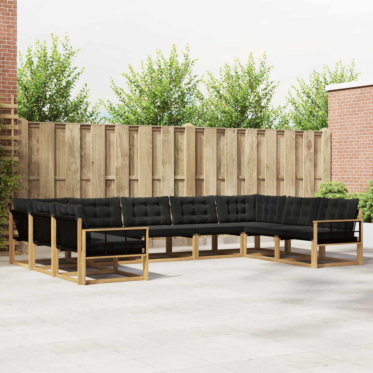Outdoor-Sofagarnitur 9 stk. Weiß und Schwarz