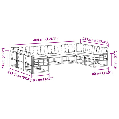 Outdoor-Sofagarnitur 9 stk. Weiß und Schwarz