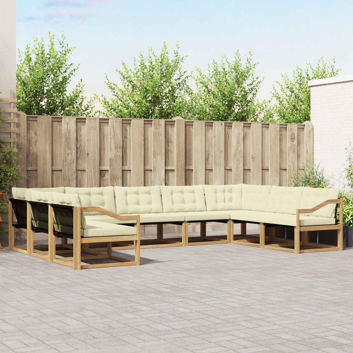 Outdoor-Sofagarnitur 9 stk. Weiß und Creme