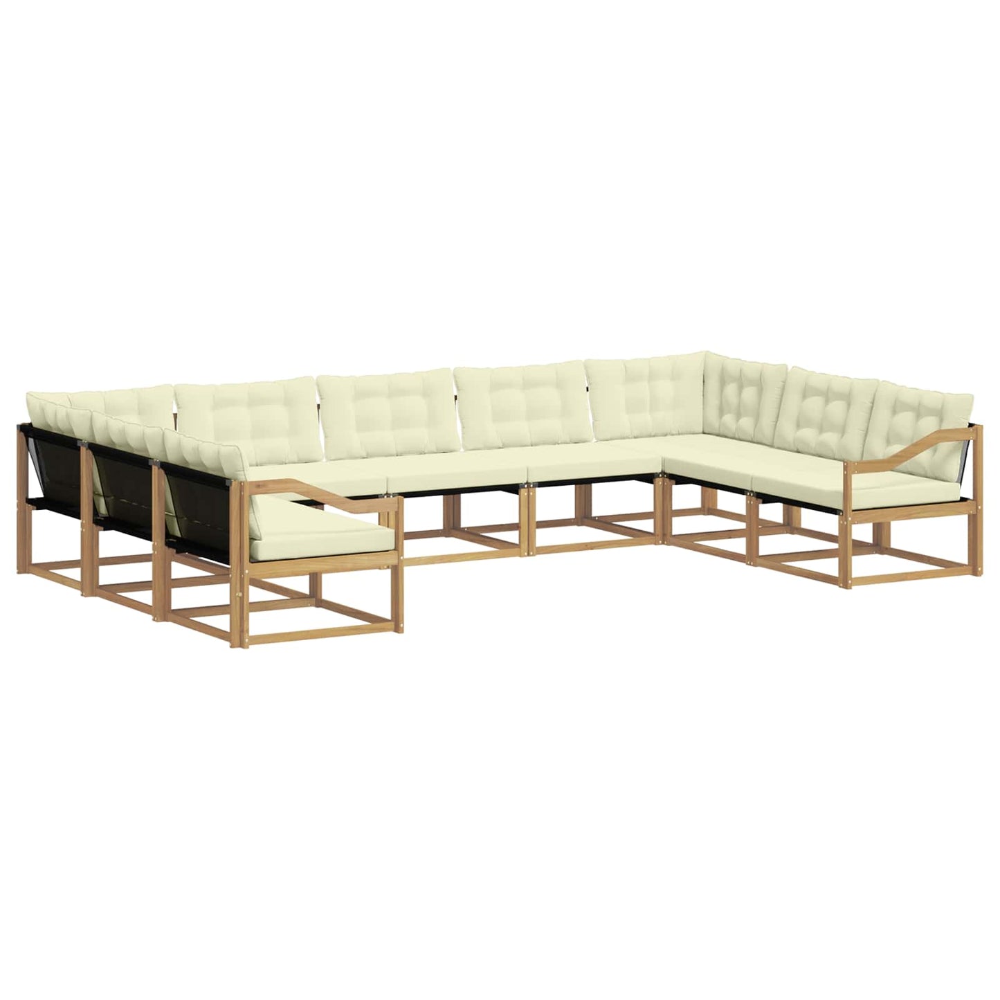 Outdoor-Sofagarnitur mit Kissen 9 pcs Weiß und Creme