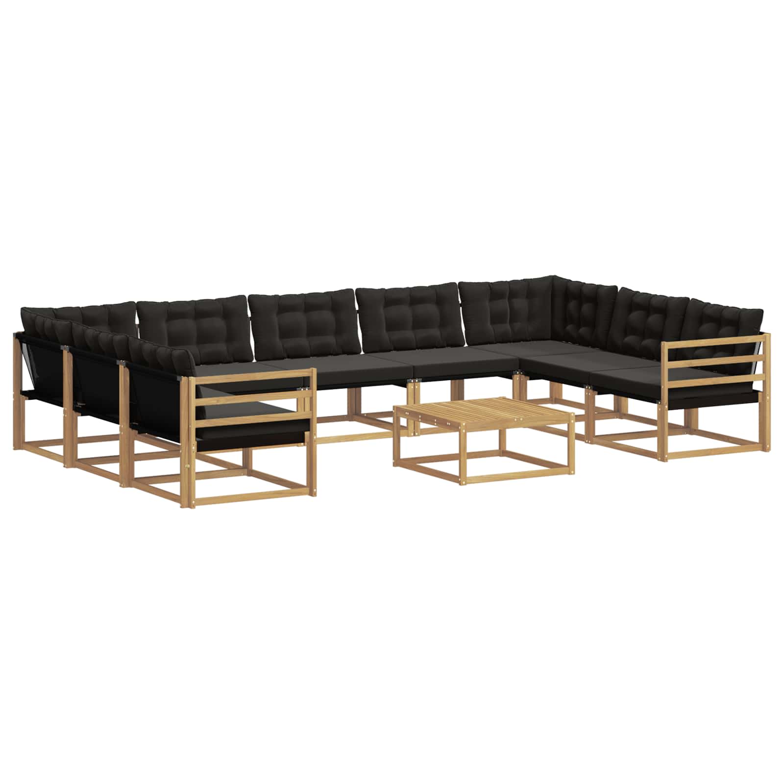 Outdoor-Sofagarnitur mit Kissen 10 pcs Weiß und Schwarz