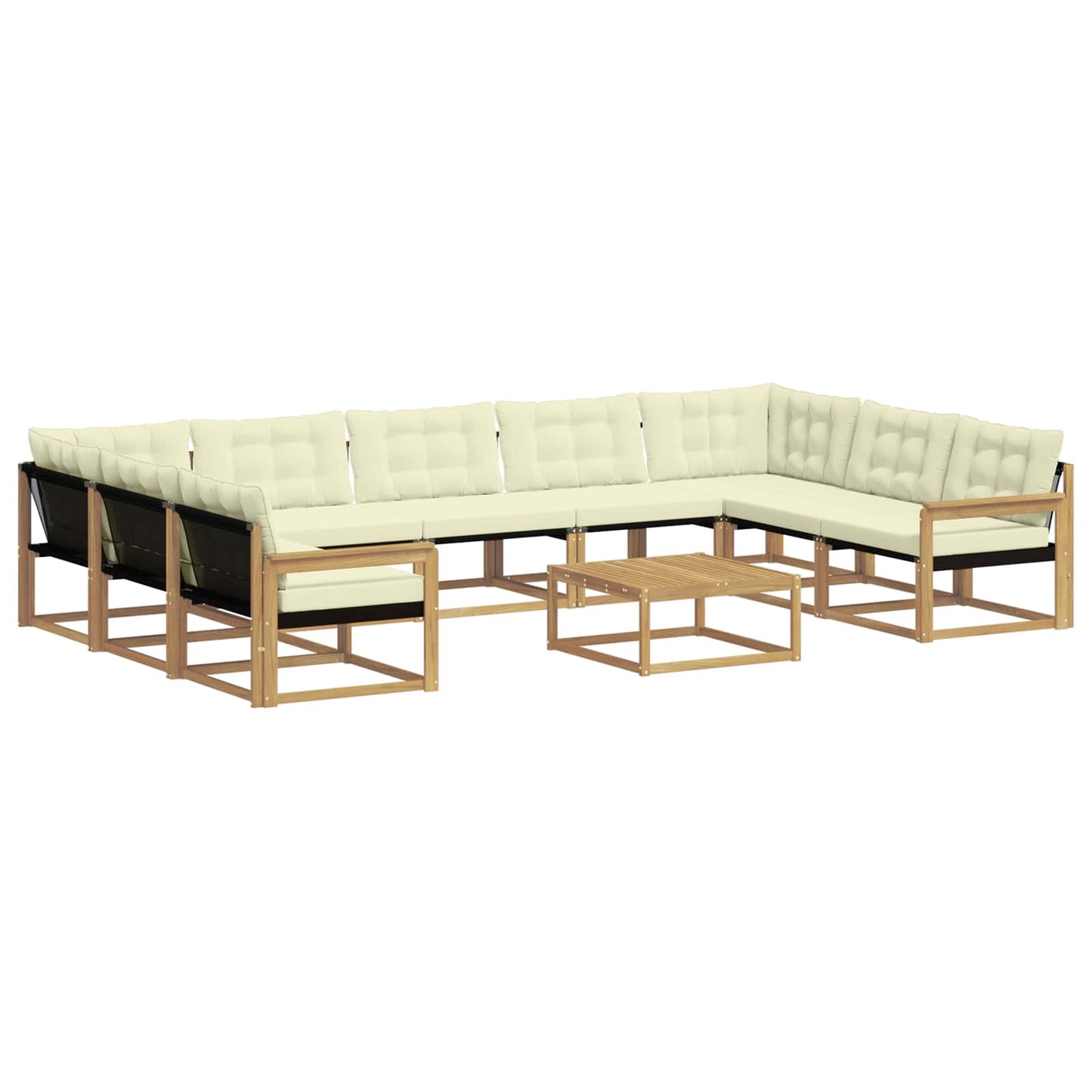 Outdoor-Sofagarnitur mit Kissen 10 pcs Weiß und Creme
