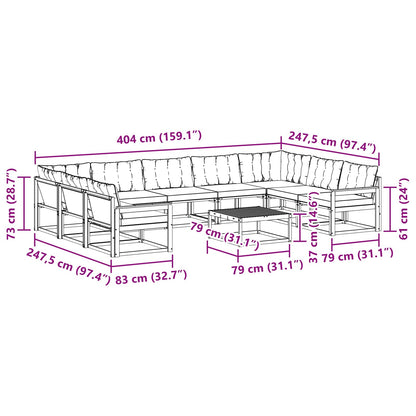 Outdoor-Sofagarnitur 10 stk. Weiß und Creme