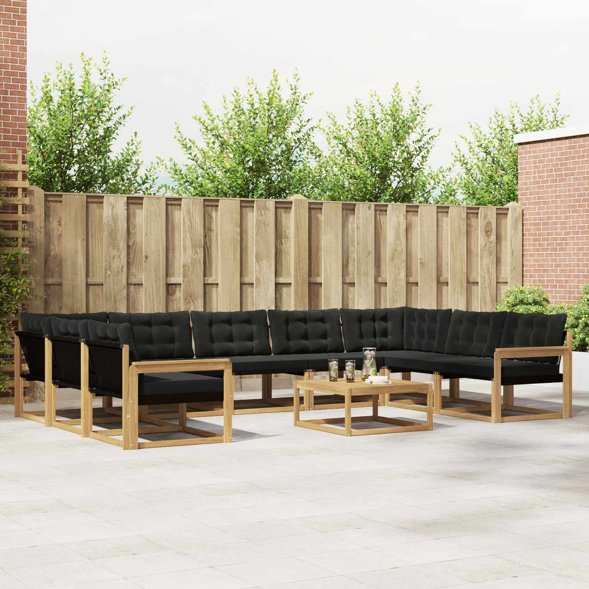 Outdoor-Sofagarnitur 10 stk. Weiß und Schwarz
