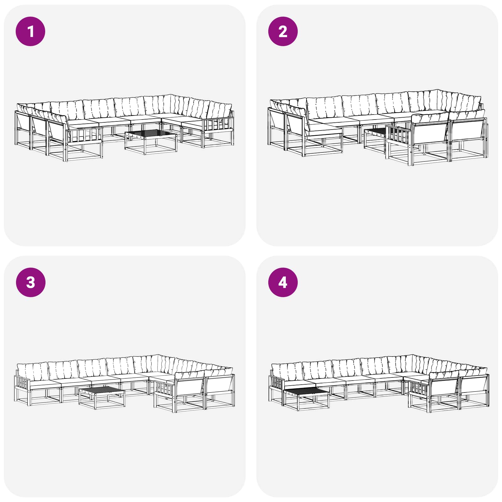 Outdoor-Sofagarnitur mit Kissen 10 pcs Weiß und Creme