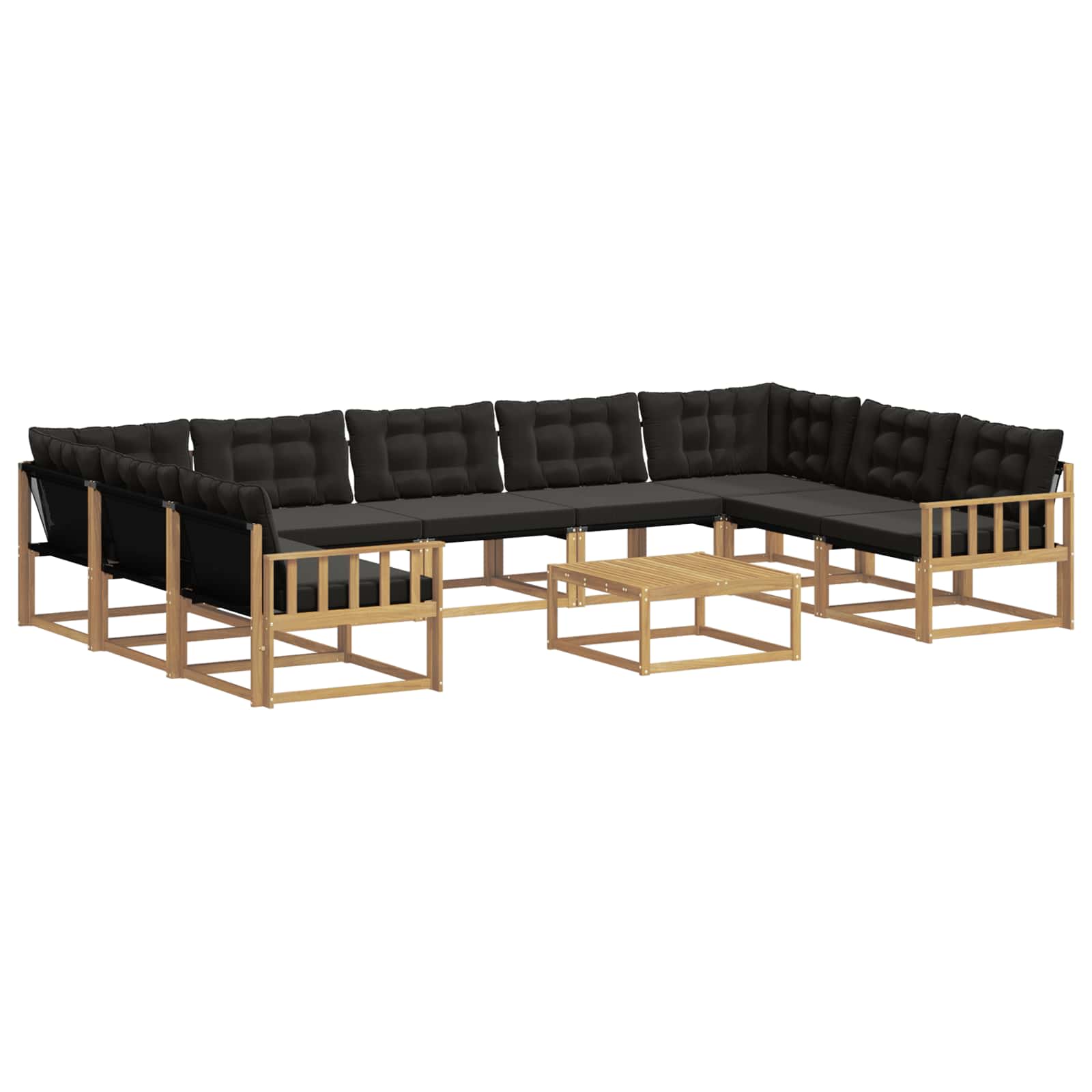 Outdoor-Sofagarnitur mit Kissen 10 pcs Weiß und Schwarz