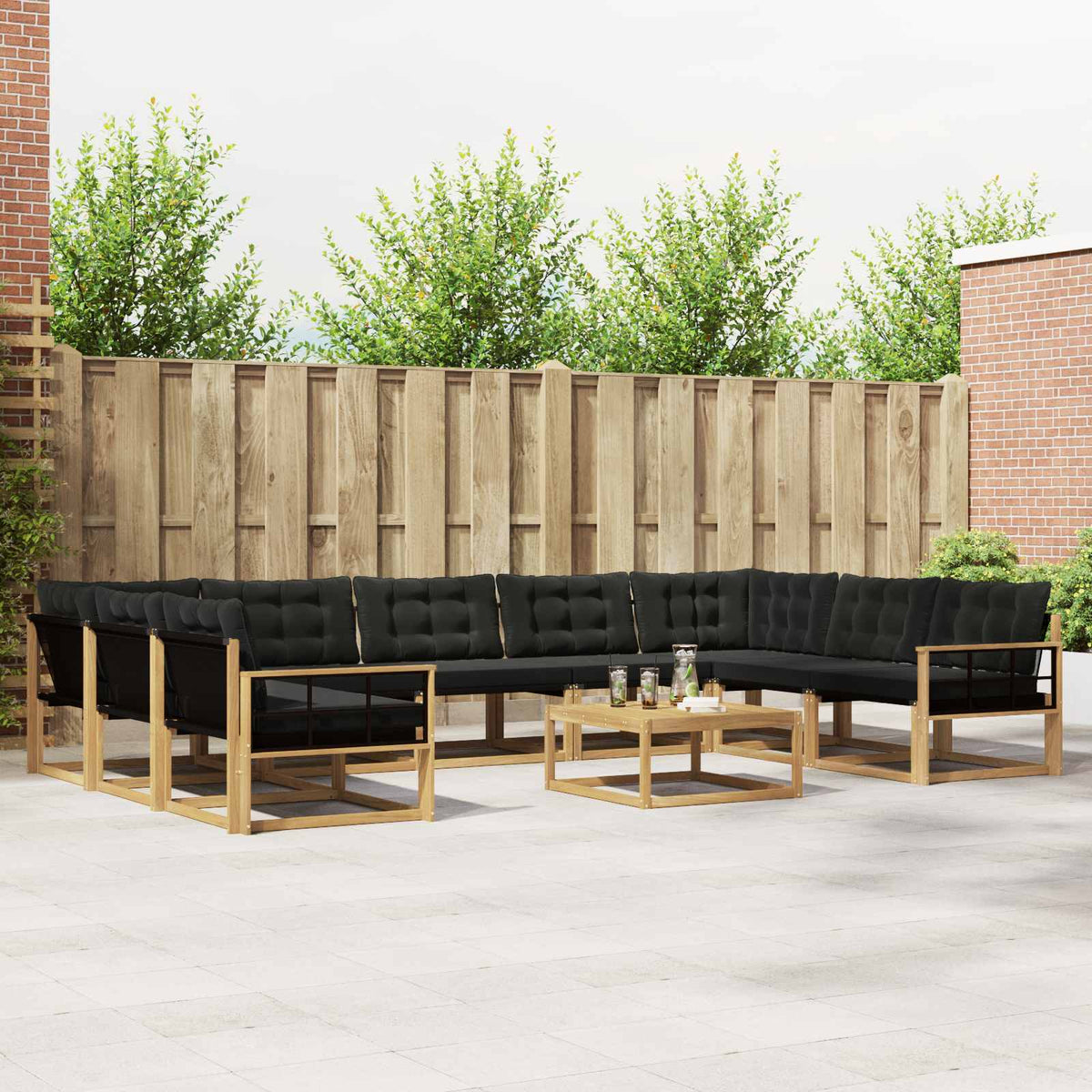 Outdoor-Sofagarnitur 10 stk. Weiß und Schwarz