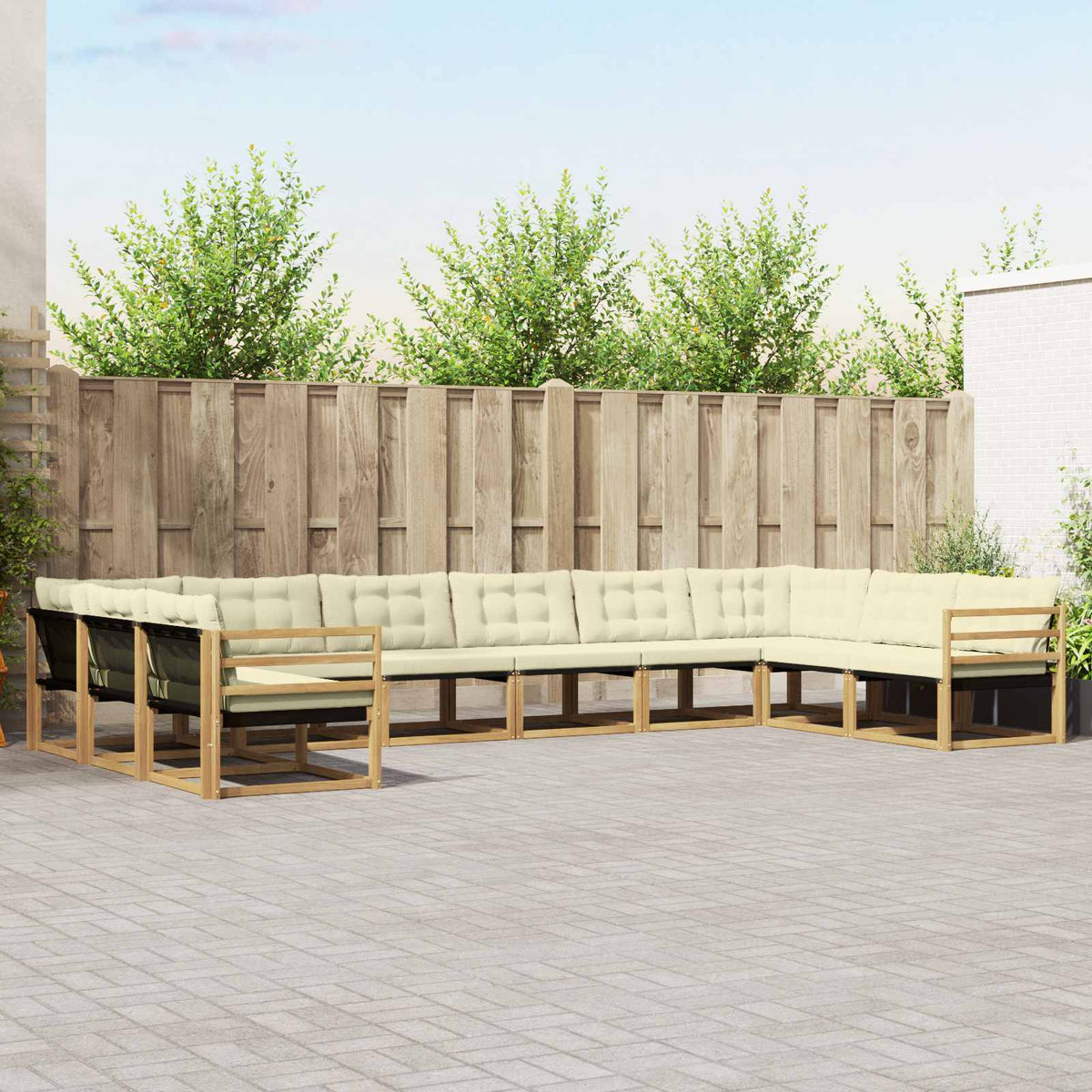 Outdoor-Sofagarnitur 10 stk. Weiß und Creme