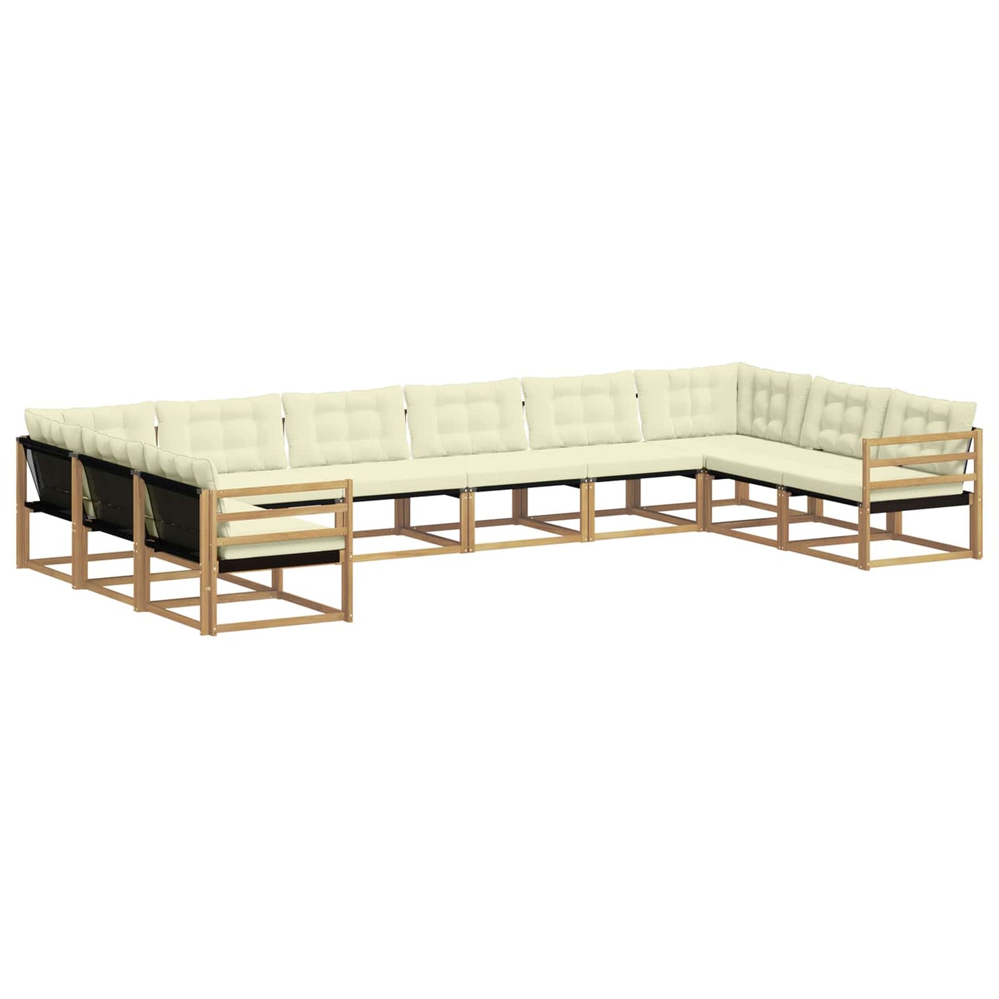 Outdoor-Sofagarnitur mit Kissen 10 pcs Weiß und Creme