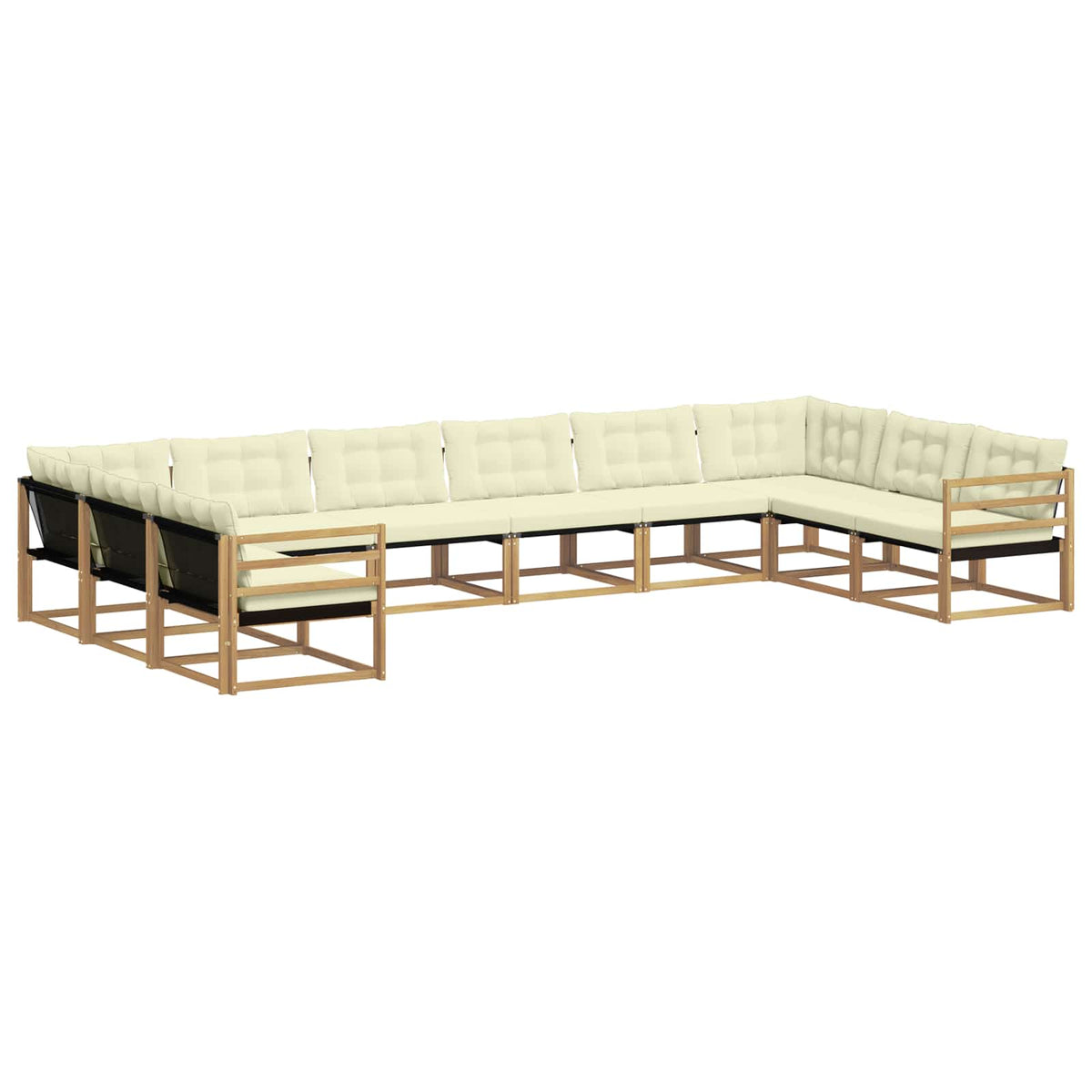 Outdoor-Sofagarnitur 10 stk. Weiß und Creme