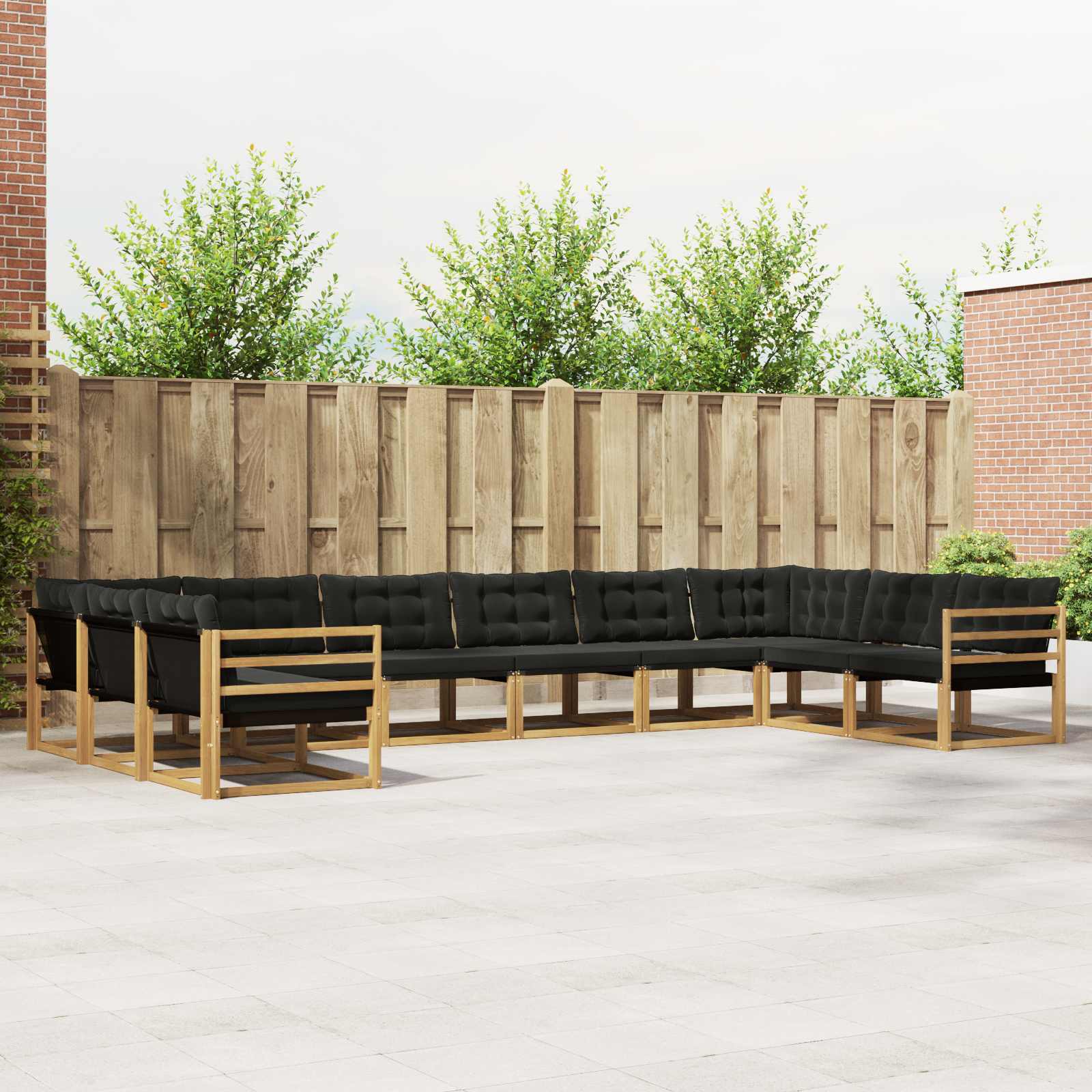 Outdoor-Sofagarnitur mit Kissen 10 pcs Weiß und Schwarz