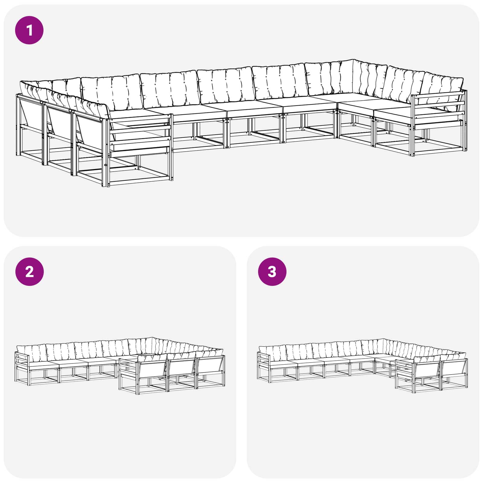 Outdoor-Sofagarnitur mit Kissen 10 pcs Weiß und Schwarz