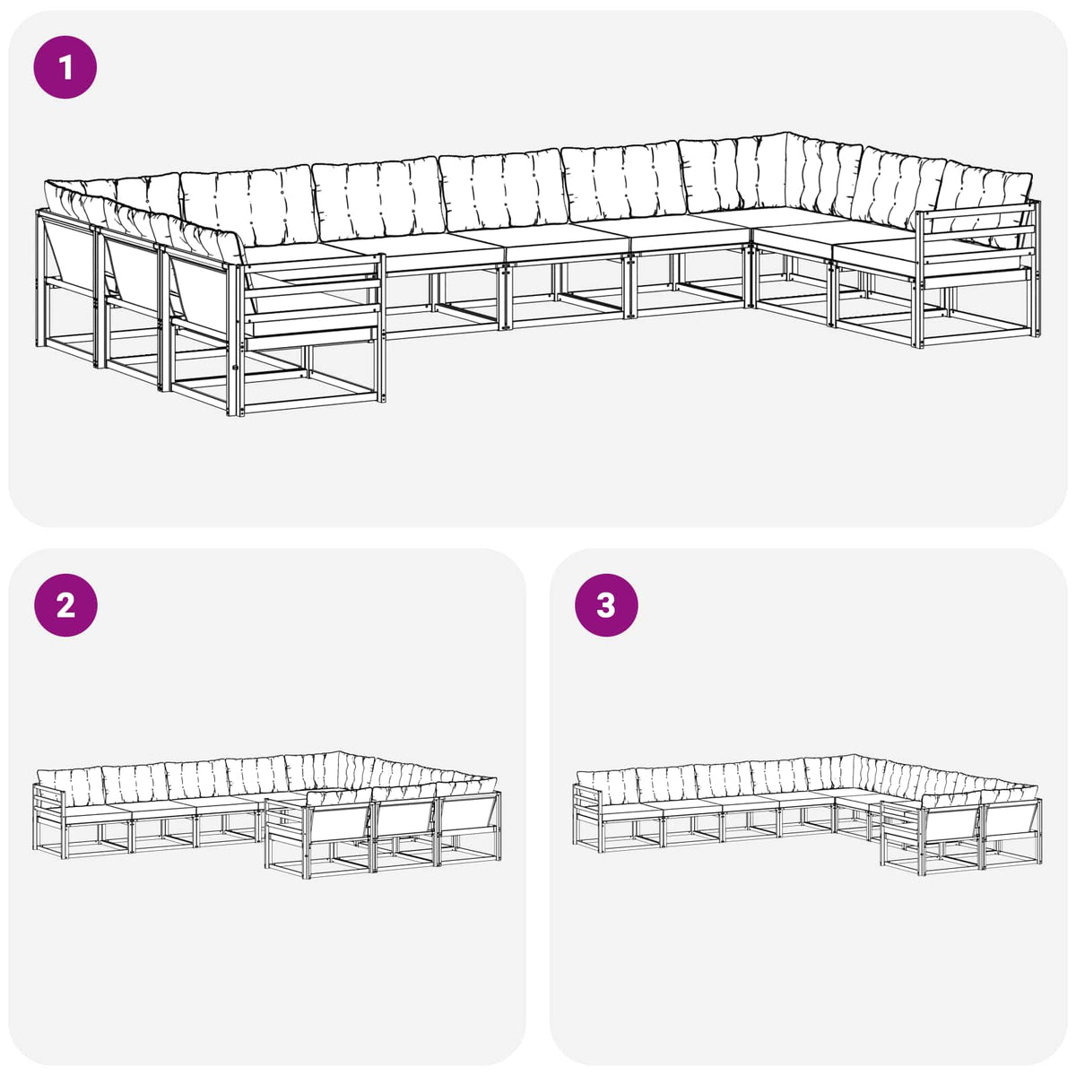Outdoor-Sofagarnitur 10 stk. Weiß und Schwarz