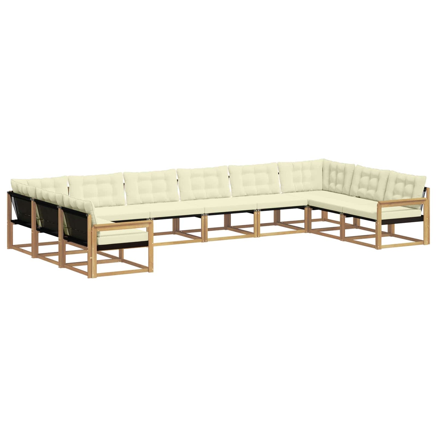 Outdoor-Sofagarnitur mit Kissen 10 pcs Weiß und Creme