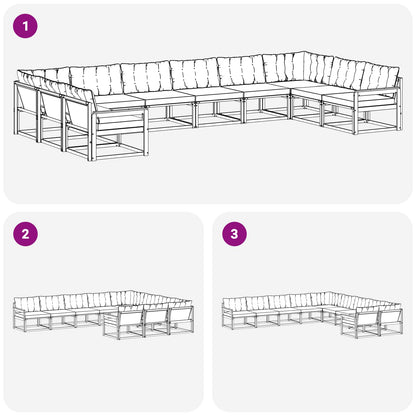 Outdoor-Sofagarnitur 10 stk. Weiß und Schwarz