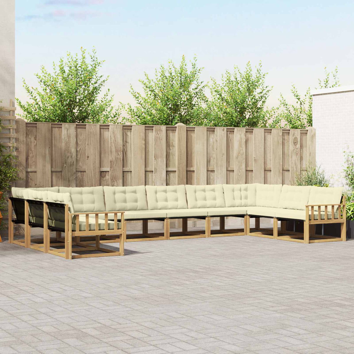 Outdoor-Sofagarnitur 10 stk. Weiß und Creme