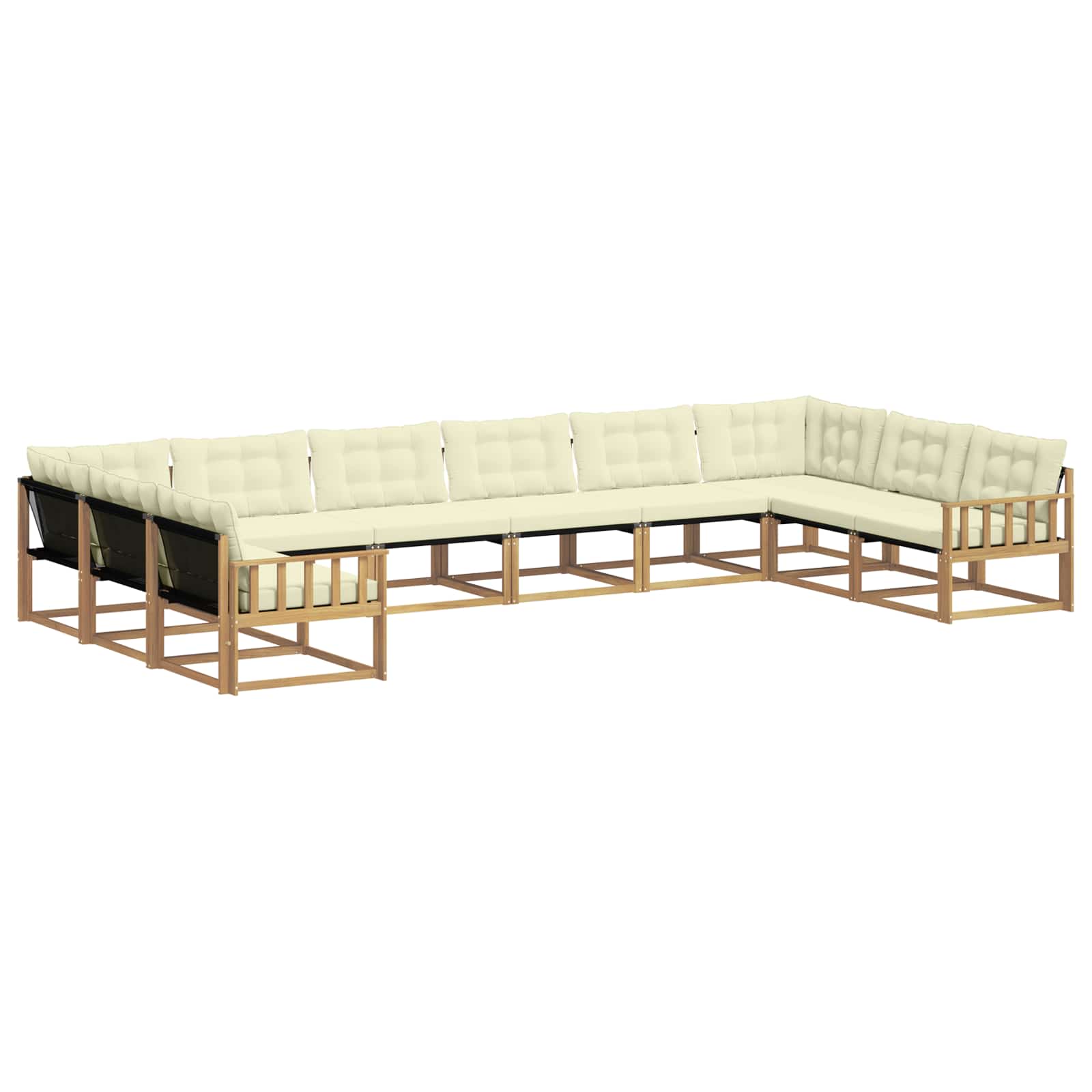 Outdoor-Sofagarnitur mit Kissen 10 pcs Weiß und Creme