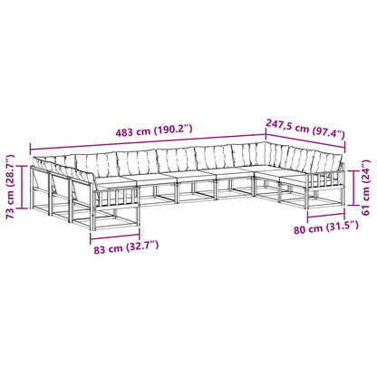 Outdoor-Sofagarnitur 10 stk. Weiß und Creme