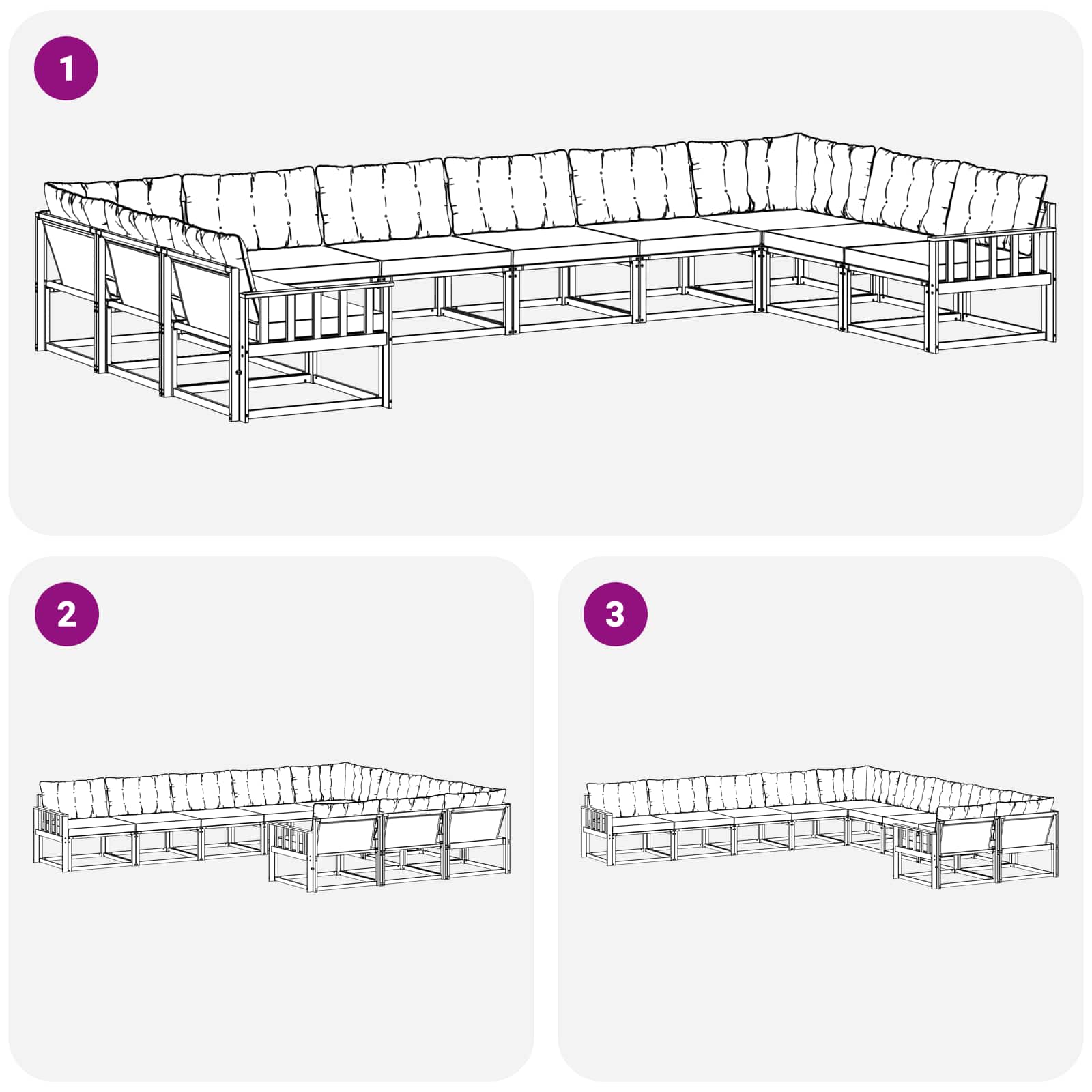 Outdoor-Sofagarnitur mit Kissen 10 pcs Weiß und Creme
