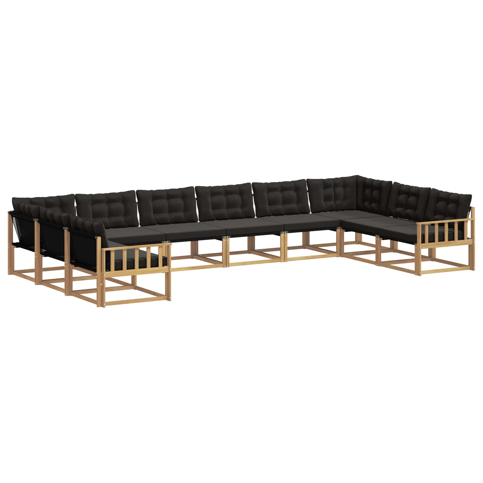 Outdoor-Sofagarnitur mit Kissen 10 pcs Weiß und Schwarz