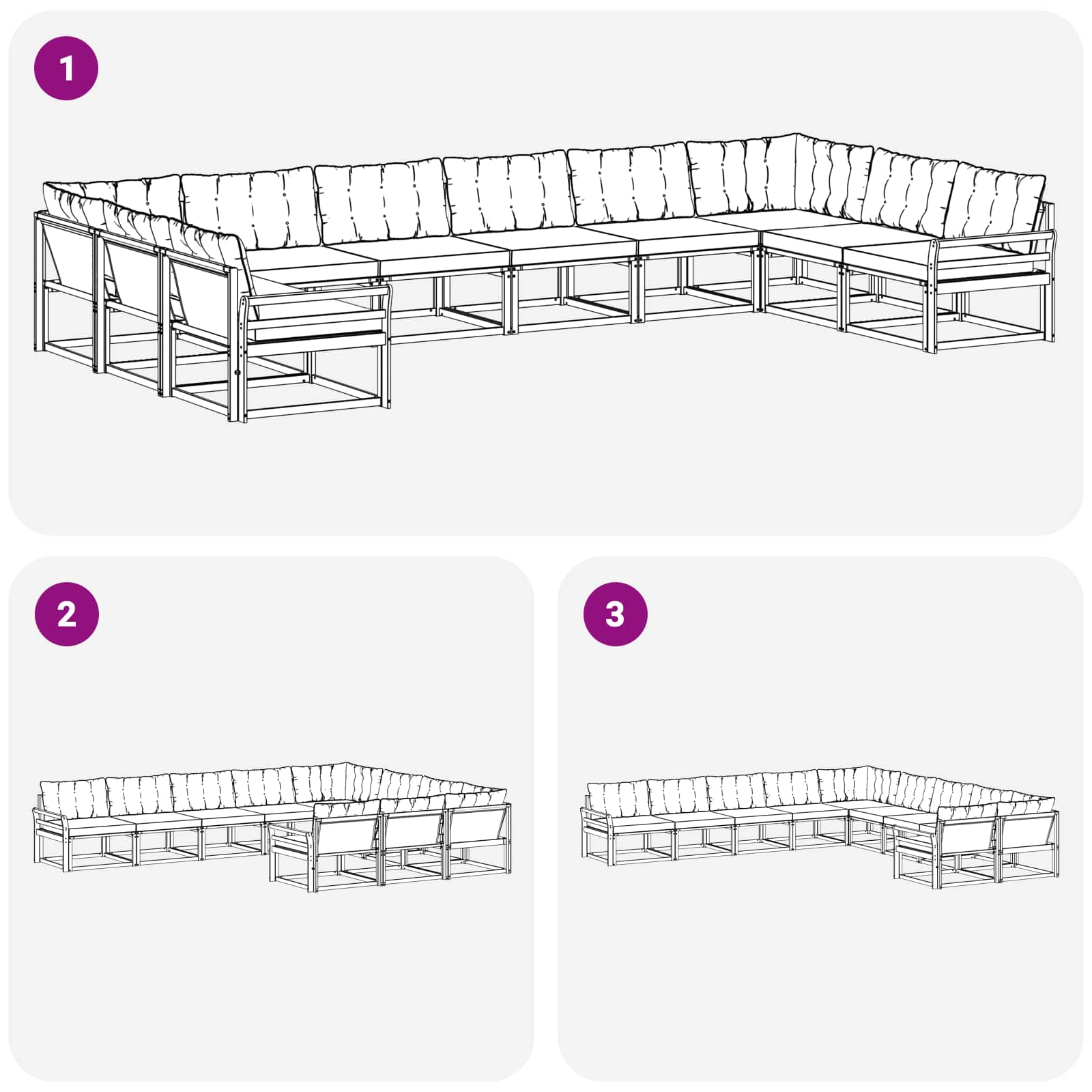Outdoor-Sofagarnitur mit Kissen 10 pcs Weiß und Creme