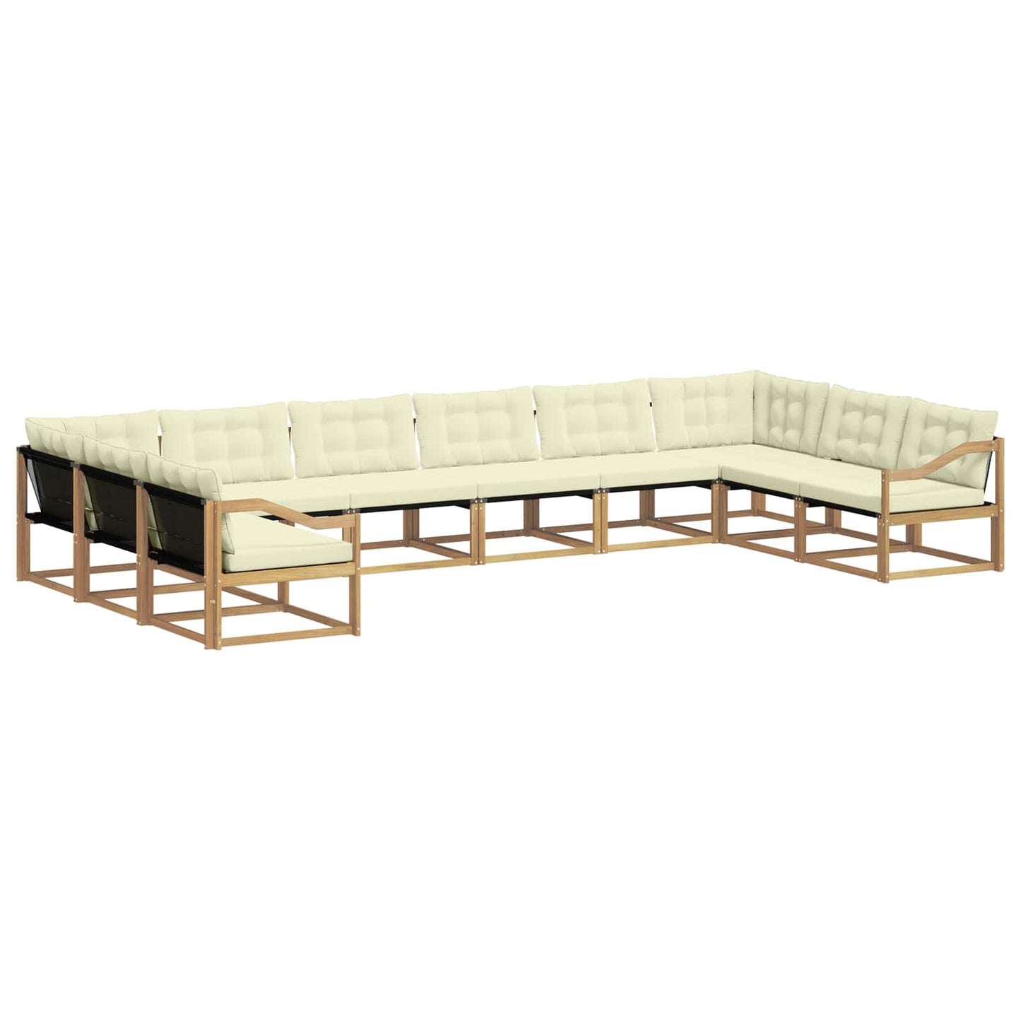 Outdoor-Sofagarnitur mit Kissen 10 pcs Weiß und Creme