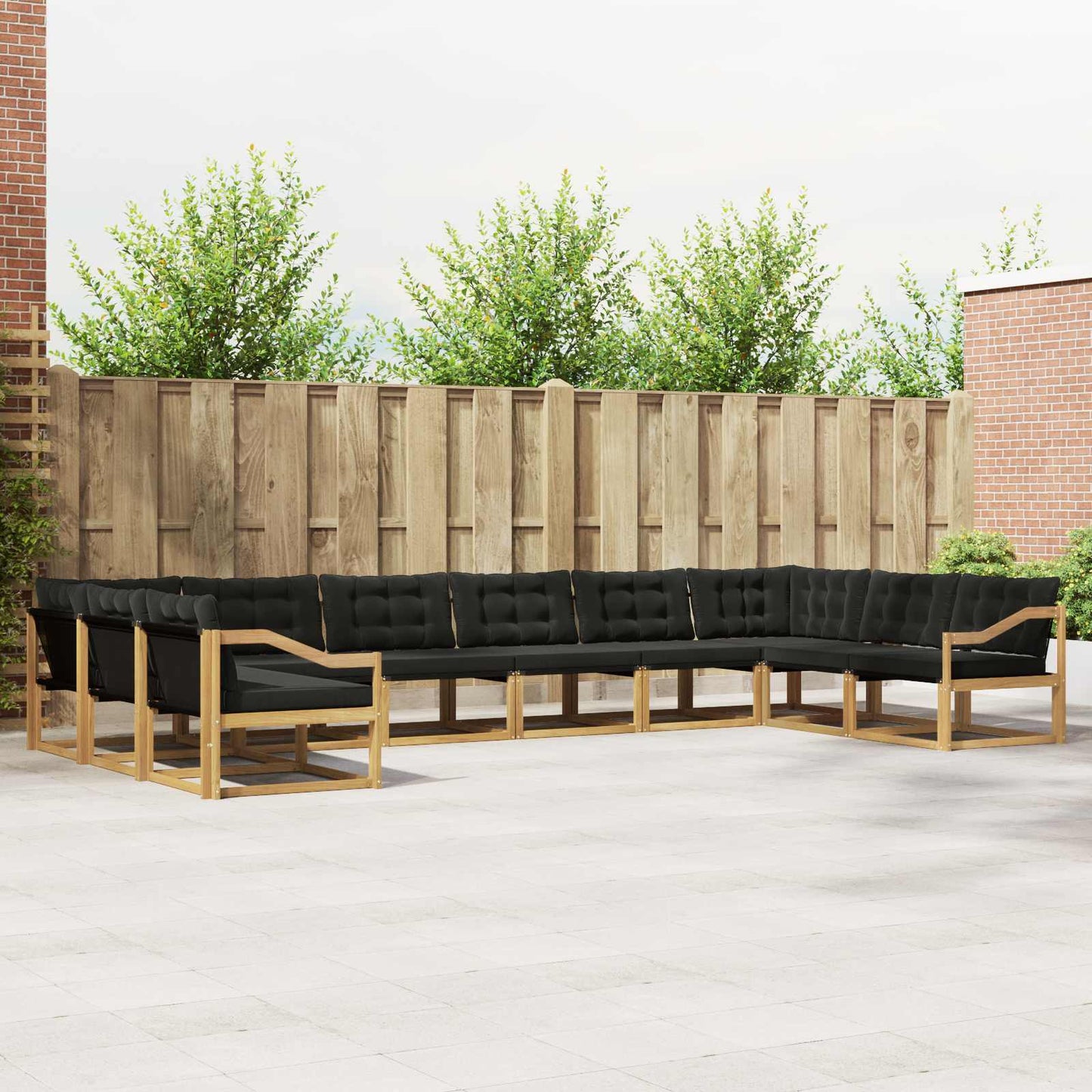Outdoor-Sofagarnitur mit Kissen 10 pcs Weiß und Schwarz