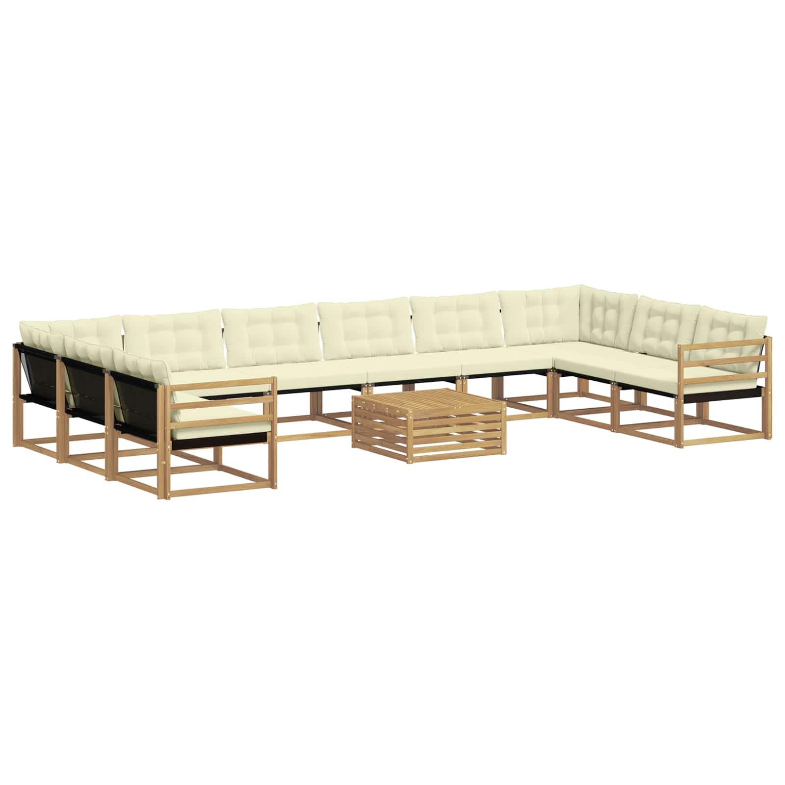 Outdoor-Sofagarnitur mit Kissen 11 pcs Weiß und Creme