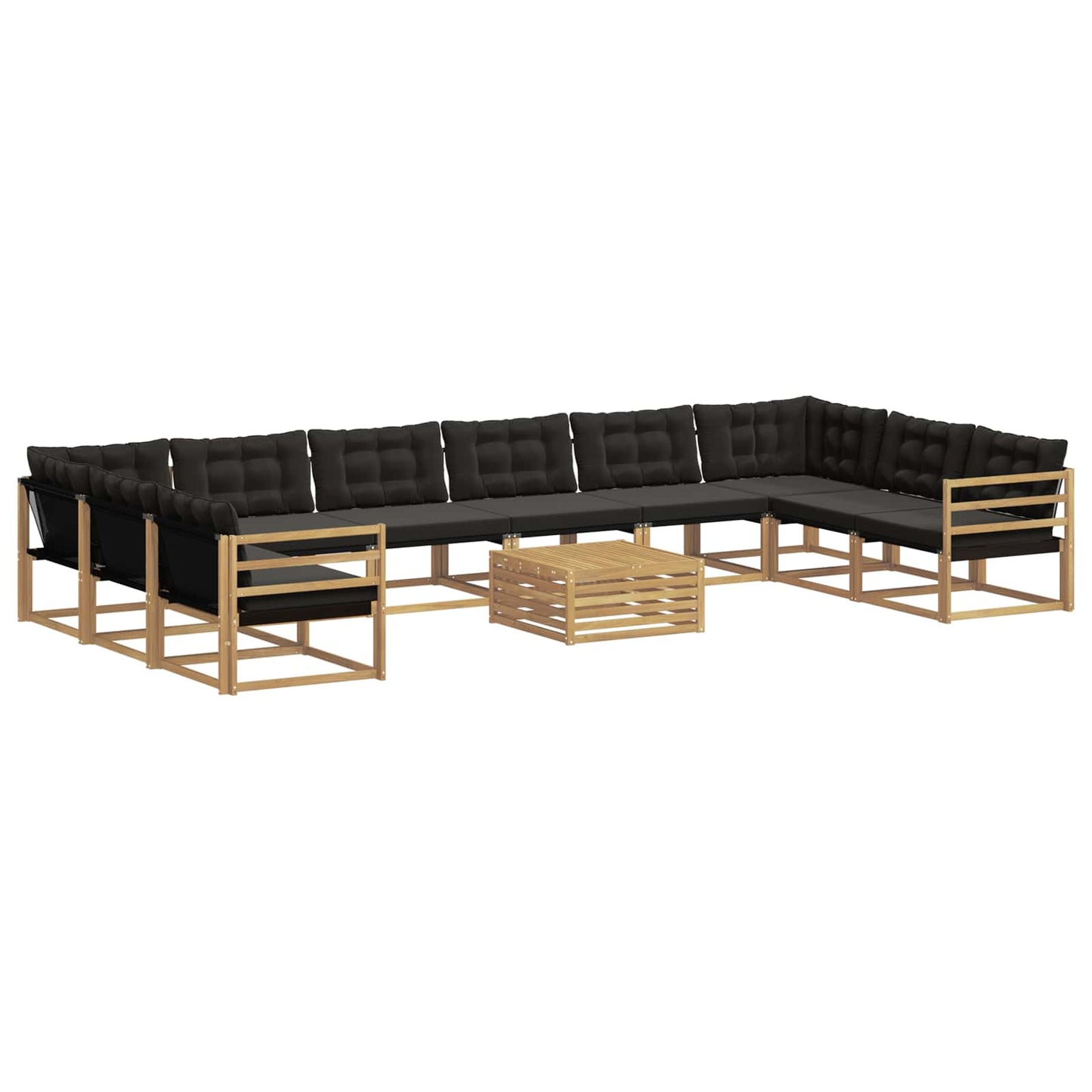 Outdoor-Sofagarnitur mit Kissen 11 pcs Weiß und Schwarz
