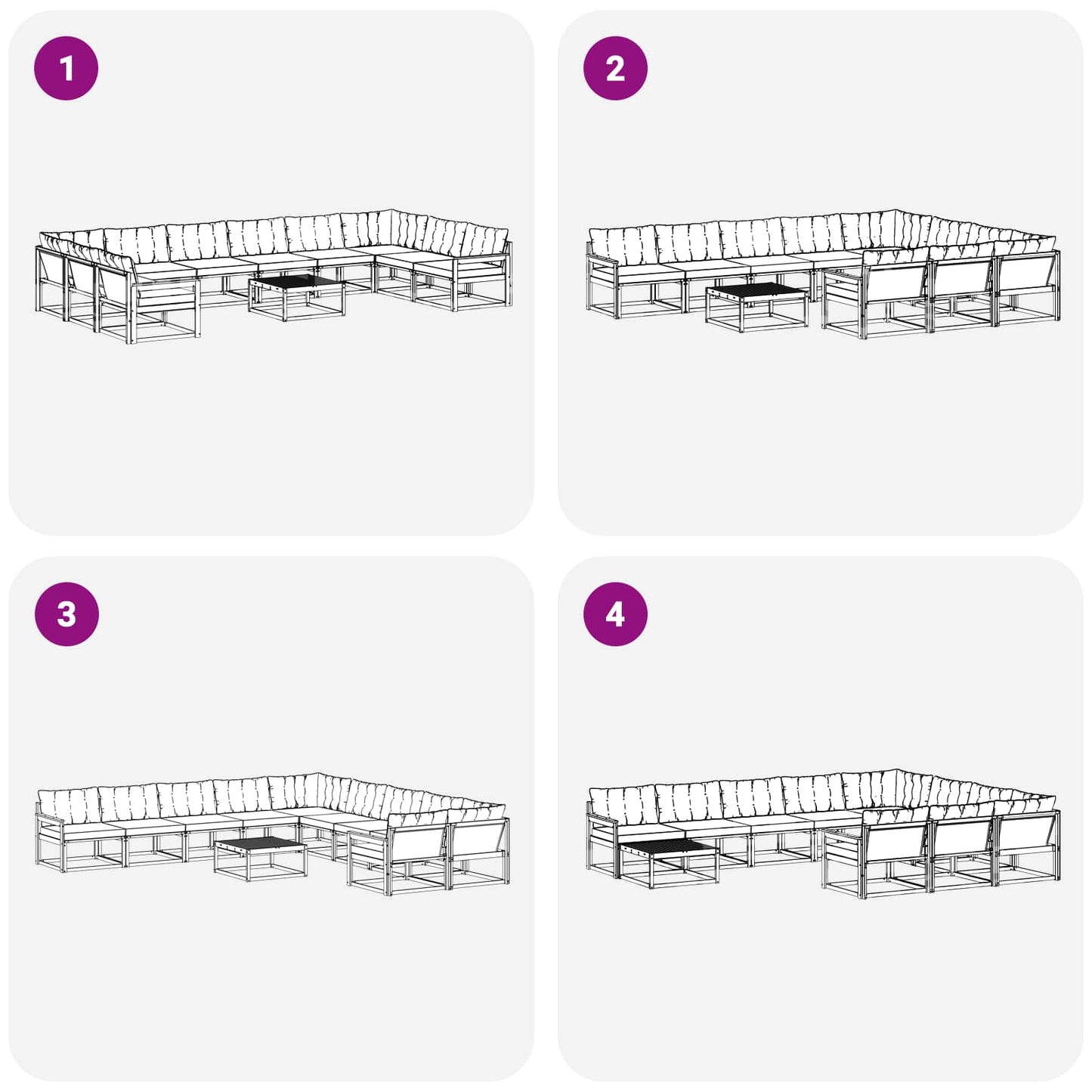 Outdoor-Sofagarnitur mit Kissen 11 pcs Weiß und Schwarz