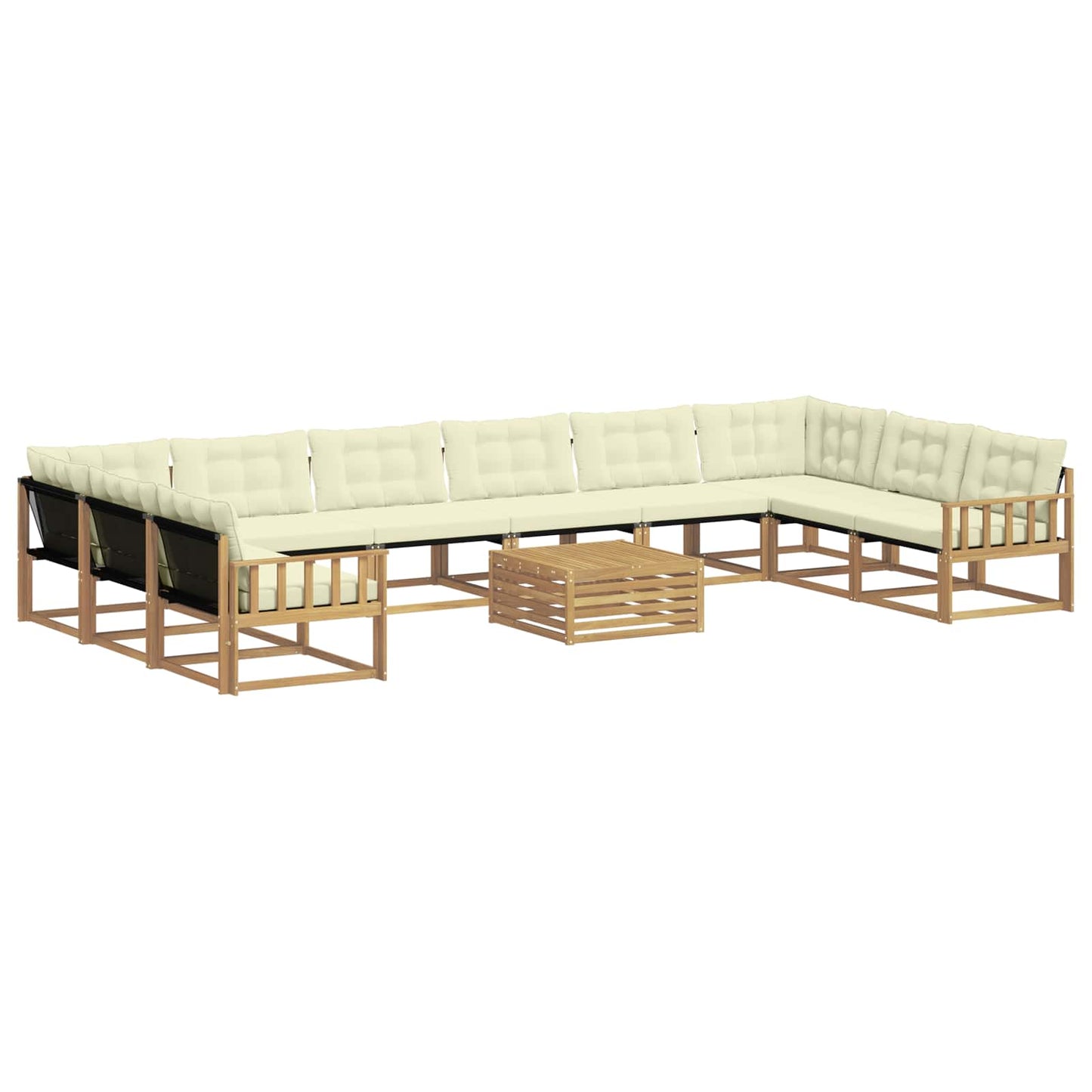 Outdoor-Sofagarnitur mit Kissen 11 pcs Weiß und Creme