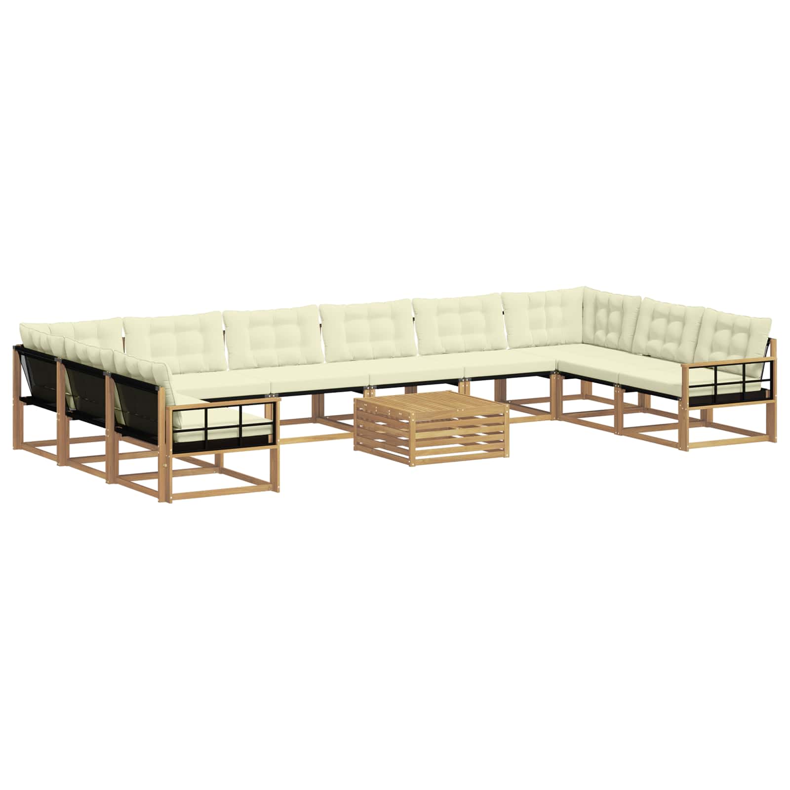 Outdoor-Sofagarnitur mit Kissen 11 pcs Weiß und Creme