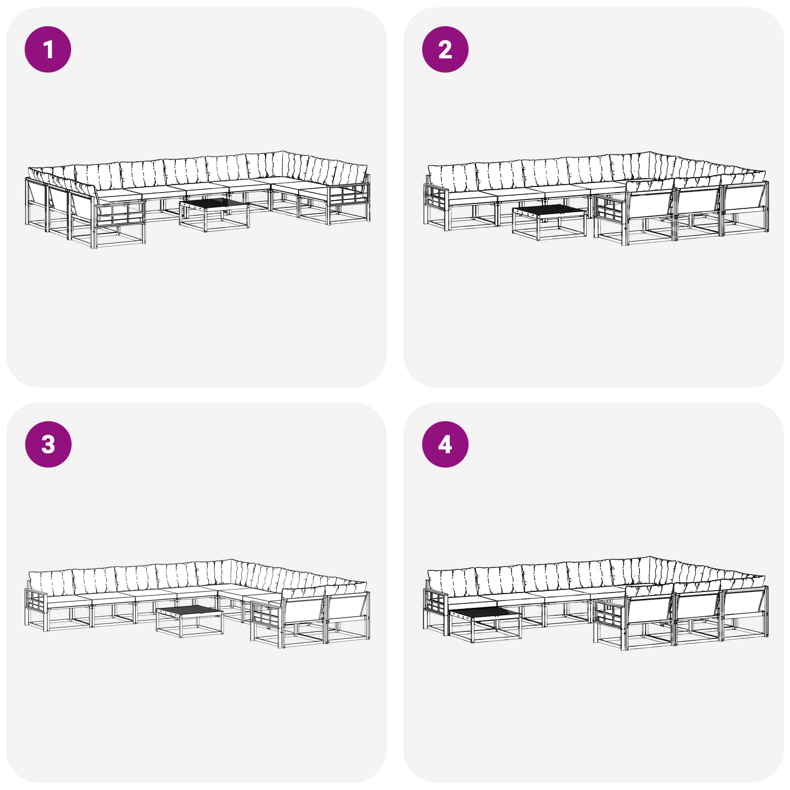 Outdoor-Sofagarnitur mit Kissen 11 pcs Weiß und Creme