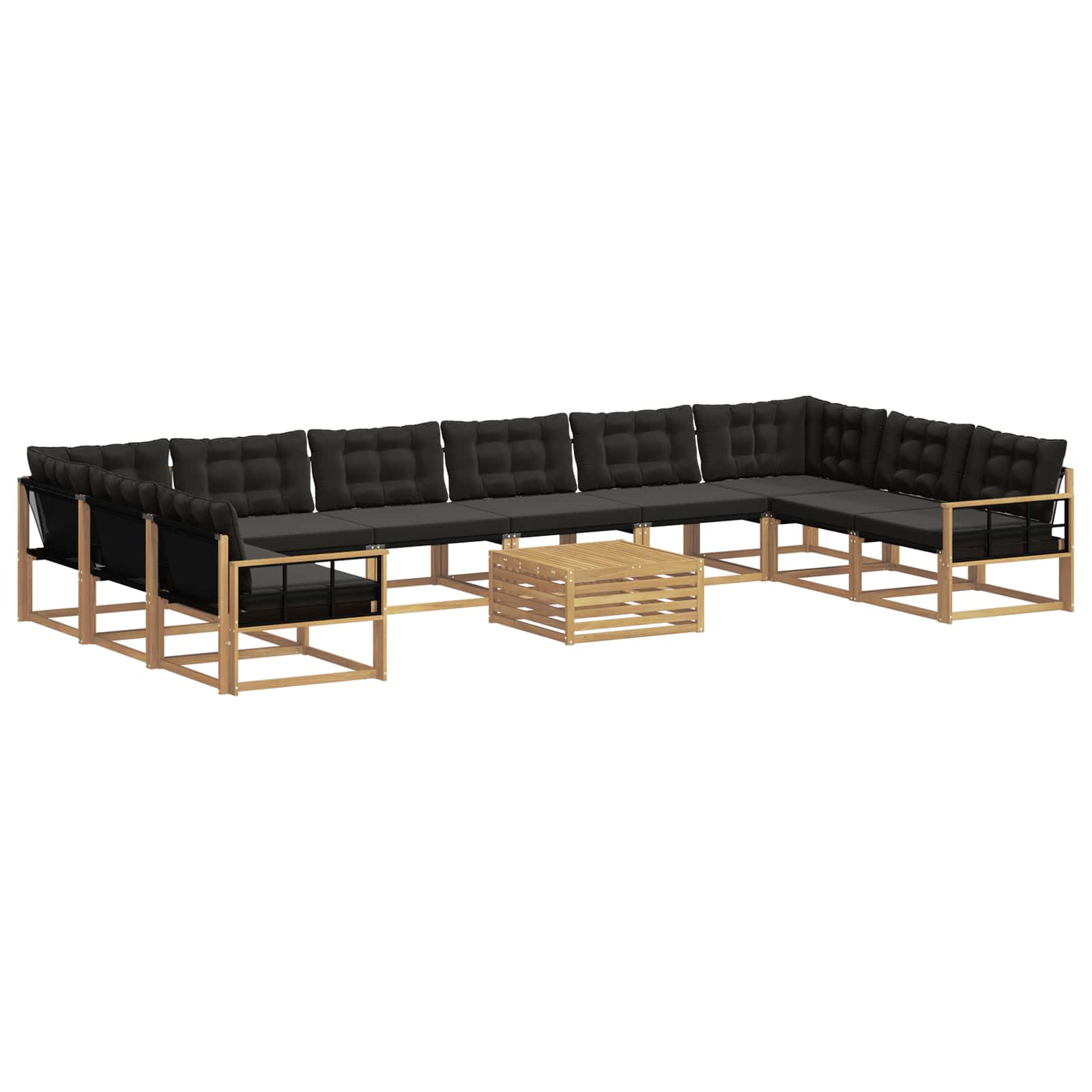 Outdoor-Sofagarnitur mit Kissen 11 pcs Weiß und Schwarz