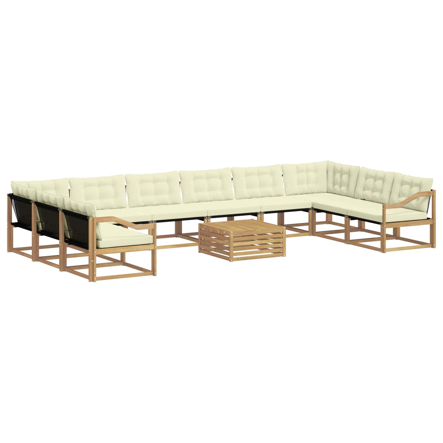 Outdoor-Sofagarnitur mit Kissen 11 pcs Weiß und Creme