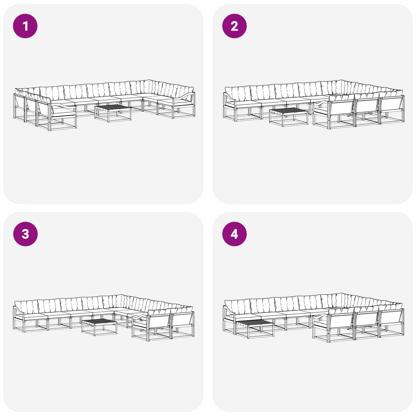 Outdoor-Sofagarnitur mit Kissen 11 pcs Weiß und Creme