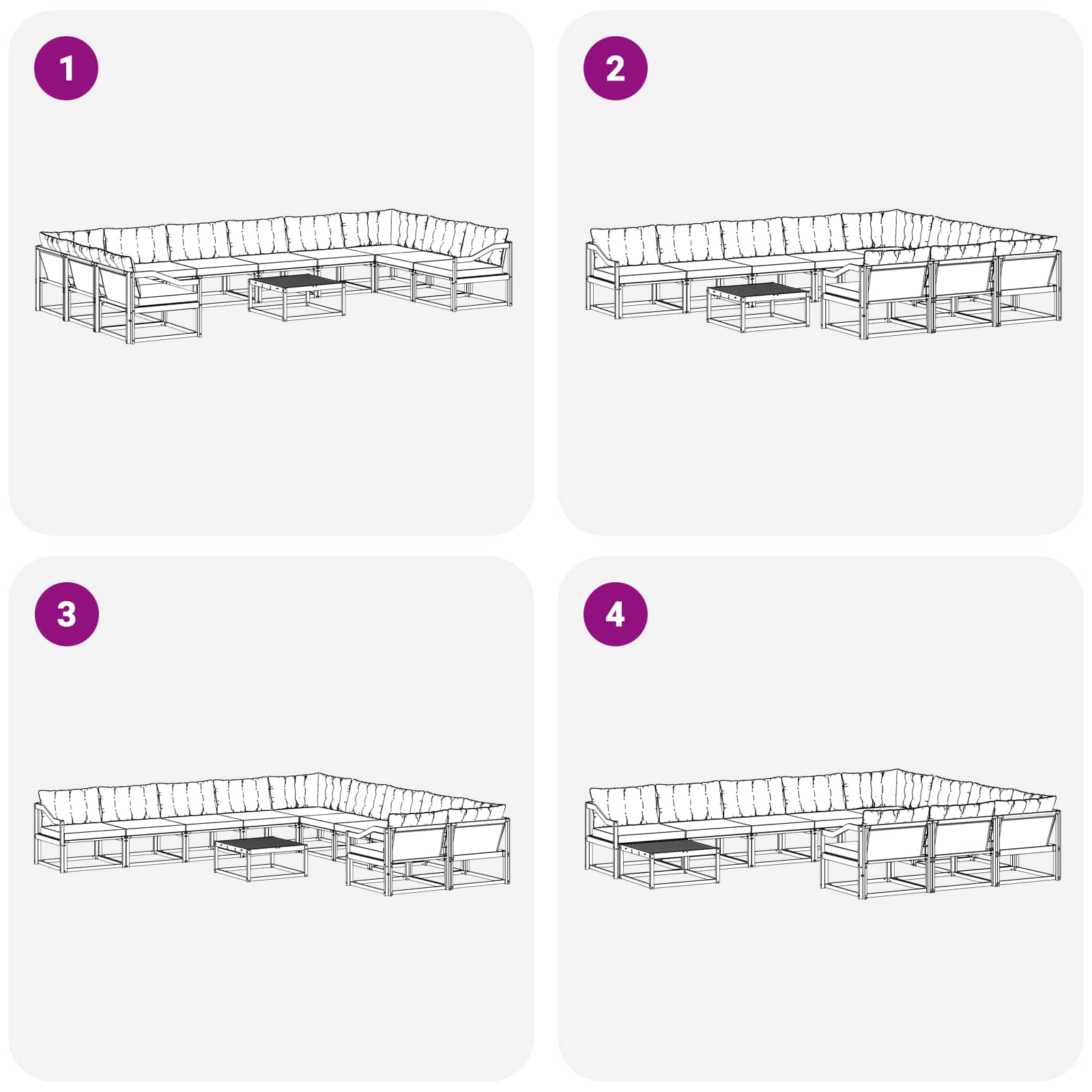 Outdoor-Sofagarnitur mit Kissen 11 pcs Weiß und Schwarz
