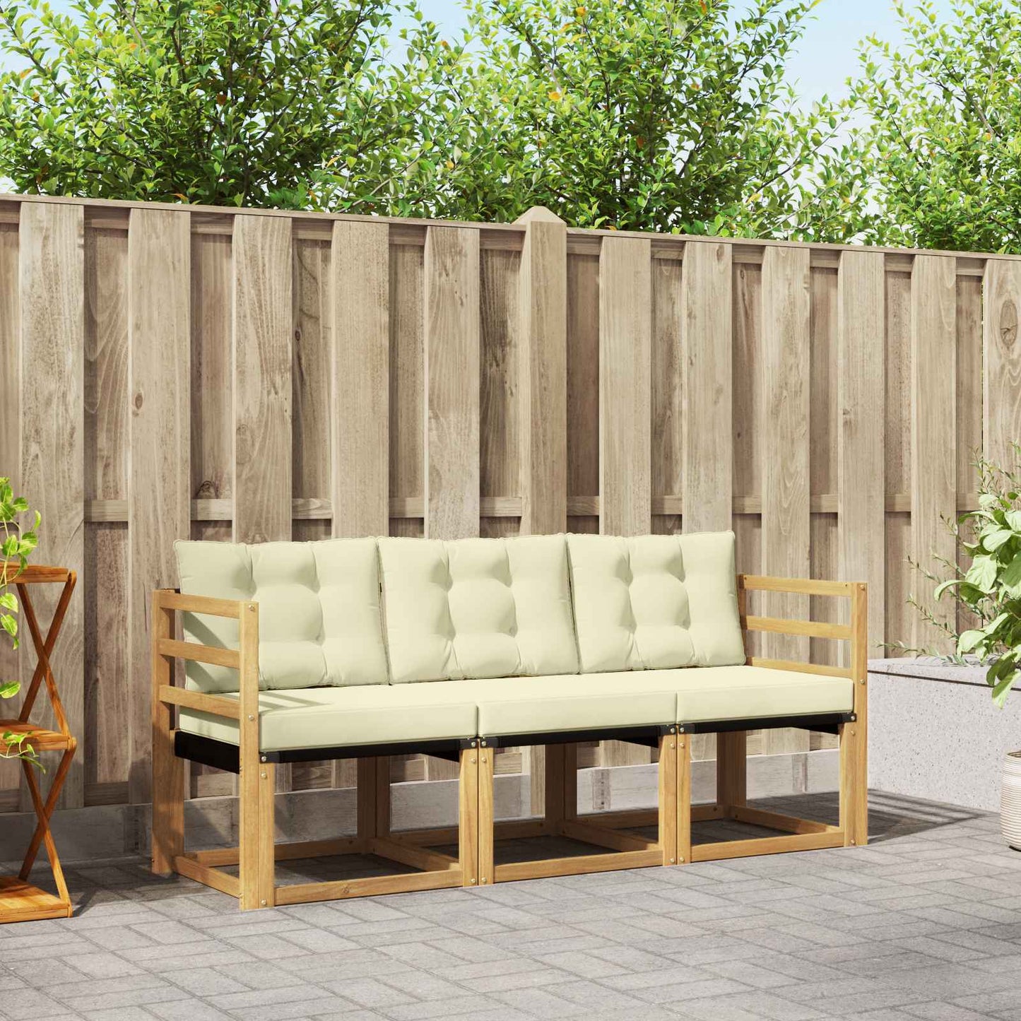 Outdoor-Sofagarnitur 3 stk. Weiß und Creme