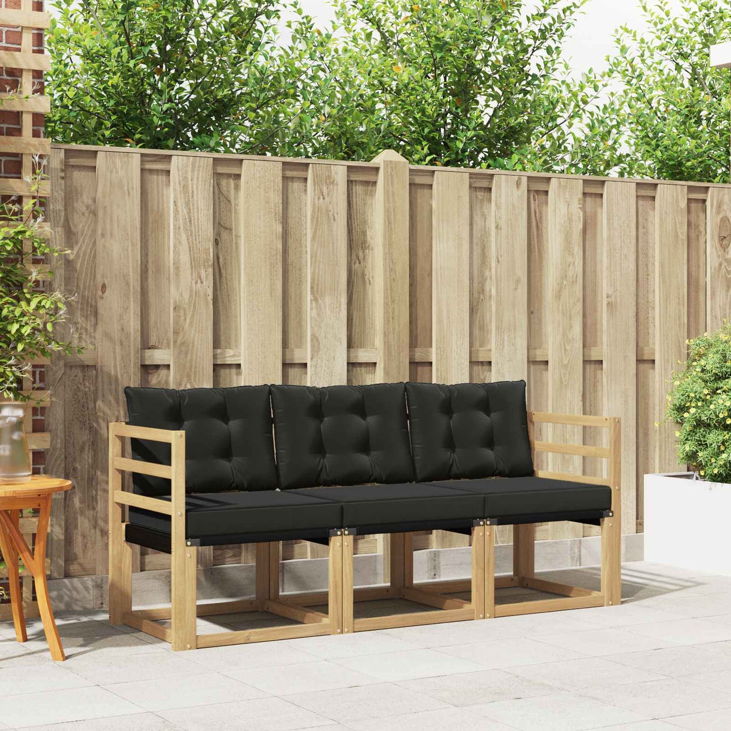 Outdoor-Sofagarnitur mit Kissen 3 pcs Weiß und Schwarz