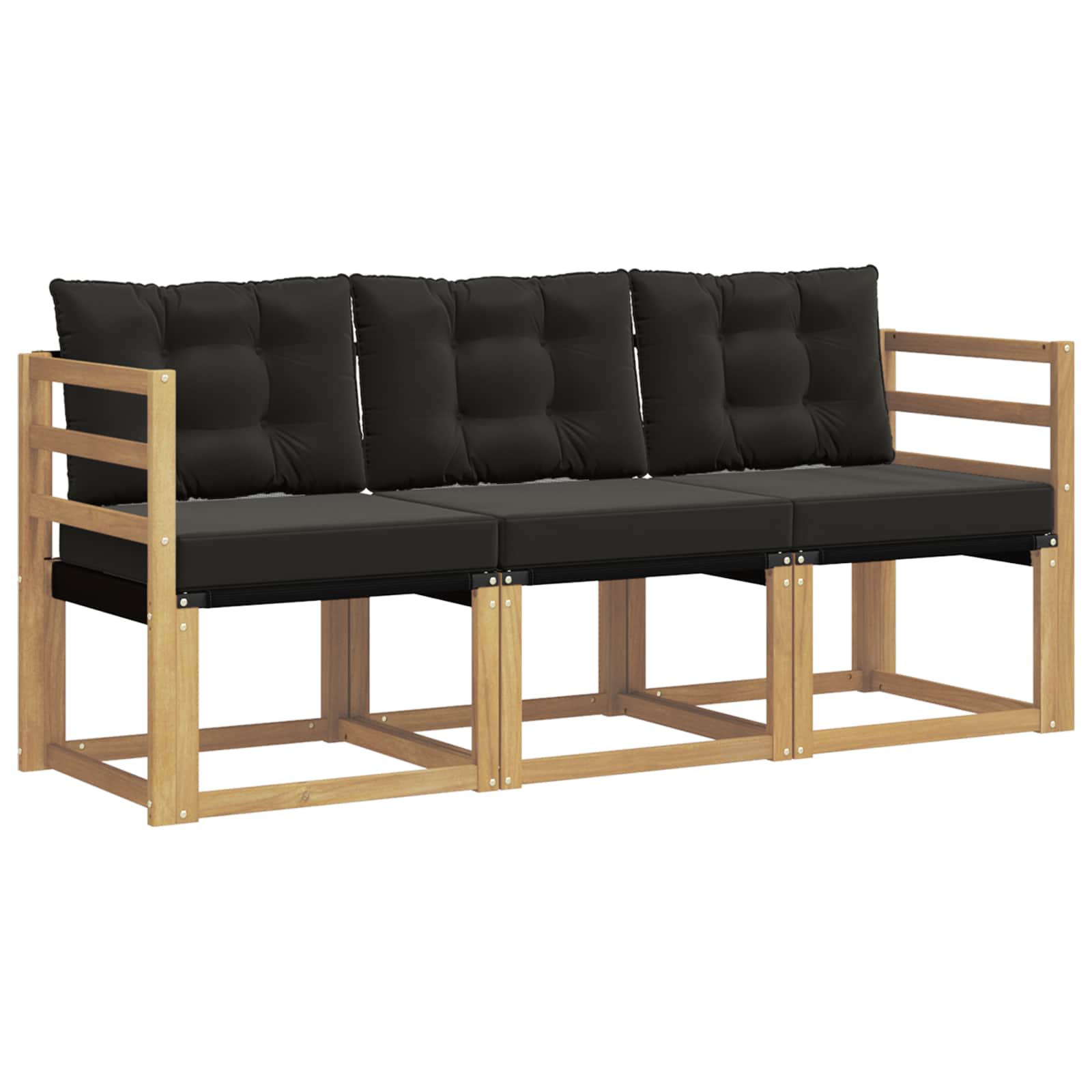 Outdoor-Sofagarnitur mit Kissen 3 pcs Weiß und Schwarz