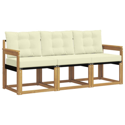 Outdoor-Sofagarnitur 3 stk. Weiß und Creme