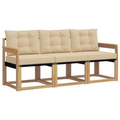 Outdoor-Sofagarnitur 3 stk. Weiß und Beige
