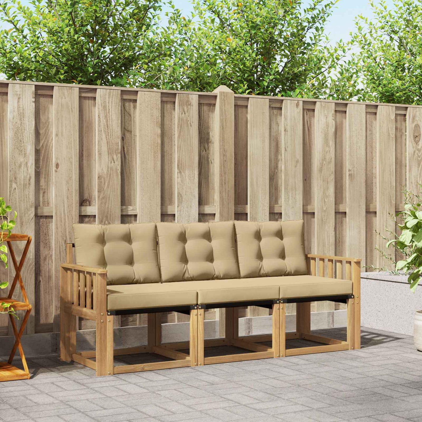 Outdoor-Sofagarnitur 3 stk. Weiß und Beige