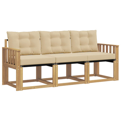 Outdoor-Sofagarnitur 3 stk. Weiß und Beige