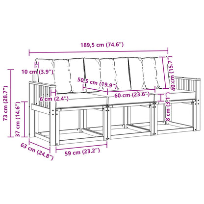 Outdoor-Sofagarnitur 3 stk. Weiß und Beige
